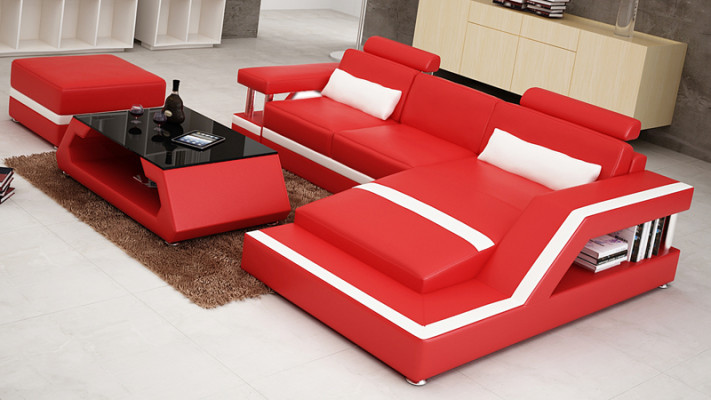 Ledersofa Modern Couch Wohnlandschaft Eck Dekor Ecksofa Design Garnitur