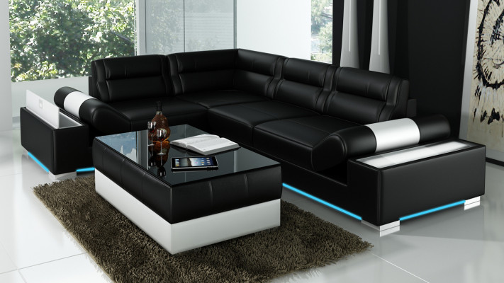 Ledersofa Dekor Sofa Couch Wohnlandschaft Ecksofa Garnitur Design Modern