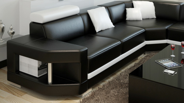 Ledersofa Sofa Modern Couch Wohnlandschaft Ecksofa Garnitur Dekor Design
