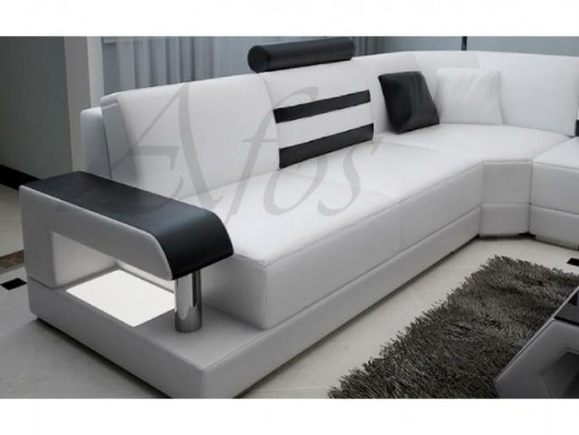 Wohnlandschaft Polster Ecke Eck Sofa Couch Garnitur Landschaft Leder Neu - 2723B