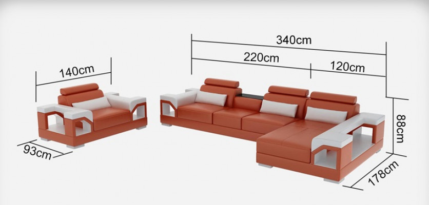 Ledersofa Wohnlandschaft Ecksofa Sessel Couch Garnitur Design Modern Sofa G8010E