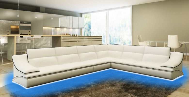 Wohnlandschaft Designer Sofa Couch Big Polster Leder Sofas Eck Ecke Sitz Black