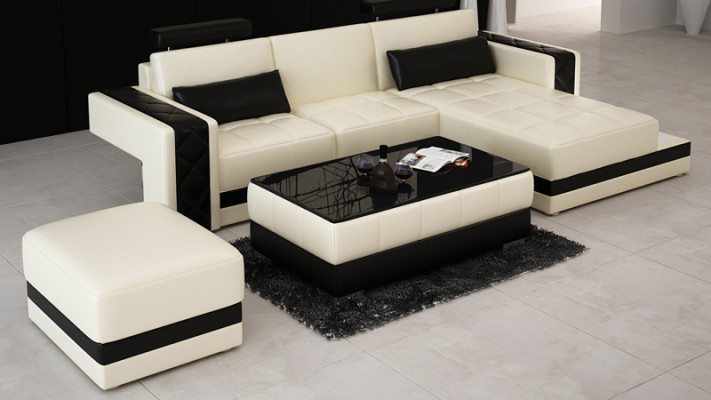  Ledersofa Couch Wohnlandschaft Ecksofa Eck Dekor Garnitur Design Modern