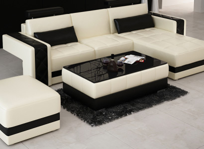  Ledersofa Couch Wohnlandschaft Ecksofa Eck Dekor Garnitur Design Modern
