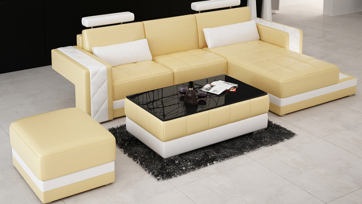  Ledersofa Couch Wohnlandschaft Ecksofa Eck Dekor Garnitur Design Modern