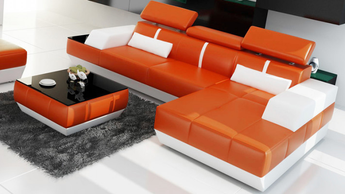 Modern Ledersofa Sofa Couch Design Wohnlandschaft Ecksofa Garnitur Dekor