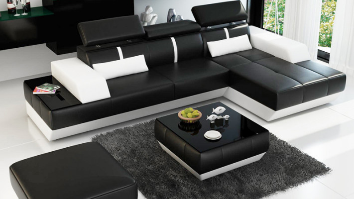 Modern Ledersofa Sofa Couch Design Wohnlandschaft Ecksofa Garnitur Dekor