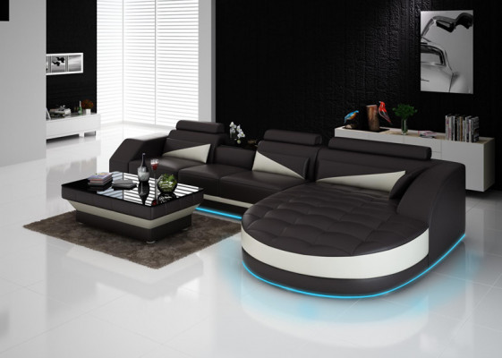 Sofa Ledersofa Couch Wohnlandschaft Modern Eck Ecksofa Design Garnitur