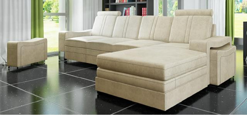 Ecksofa Textil Stoff Leder Polster Sofas Couch Garnitur Wohnlandschaft FRANCO L