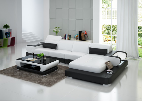 Ledersofa Couch Wohnlandschaft Ecksofa Eck Garnitur Design Modern Sofa G8002C