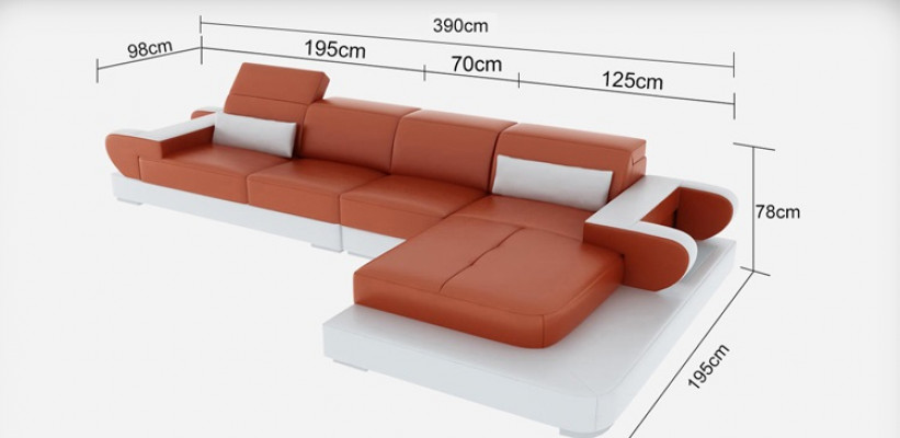 Ledersofa Couch Wohnlandschaft Ecksofa Eck Garnitur Design Modern Sofa G8002C