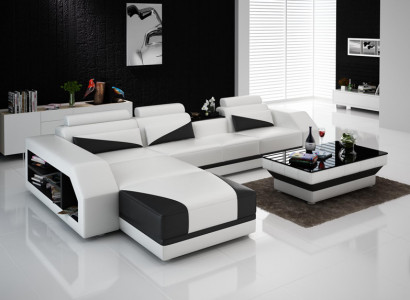 Ledersofa Couch Wohnlandschaft Ecksofa Eck Garnitur Design Modern Sofa G8018B
