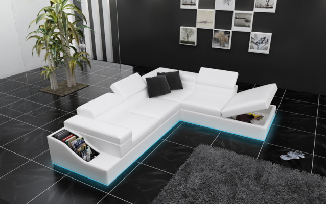 Ledersofa Sofa Couch Modern Wohnlandschaft Ecksofa Eck Design Garnitur