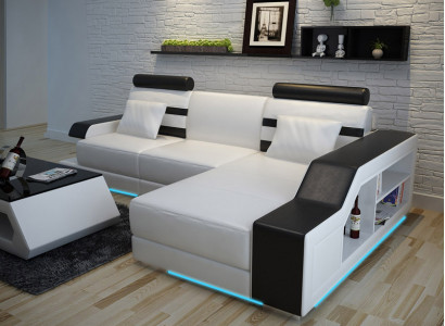 Ledersofa Couch Wohnlandschaft Ecksofa Eck Garnitur Design Modern Sofa L6016E
