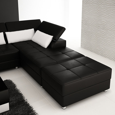 Ledersofa Couch Wohnlandschaft Ecksofa Eck Garnitur Design Modern Sofa F3018