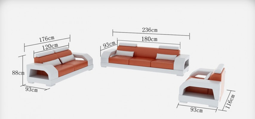 Ledersofa Couch Wohnlandschaft 3+2+1 Sitzer Garnitur Design Modern Sofa G8001D