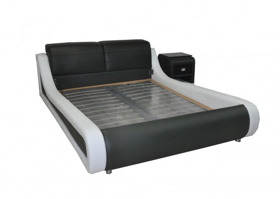 Doppel Luxus Leder Bett + USB Polster Betten Multifunktion LB8831