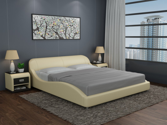 Design Polster Doppel Bett Moderne Betten Schlafzimmer mit USB & Regal 200x210 cm