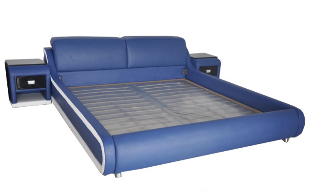 Doppel Luxus Leder Bett + USB Polster Betten Multifunktion LB8835
