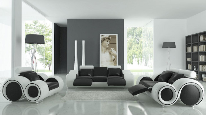 Ledersofa Couch Wohnlandschaft 3+2+1 Sitzer Garnitur Design Modern Sofa A1163D