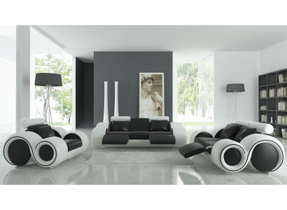 Ledersofa Couch Wohnlandschaft 3+2+1 Sitzer Garnitur Design Modern Sofa A1163D