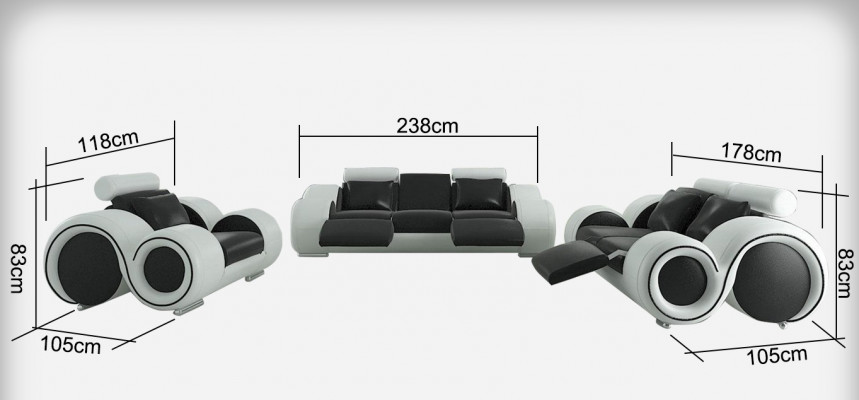 Ledersofa Couch Wohnlandschaft 3+2+1 Sitzer Garnitur Design Modern Sofa A1163D