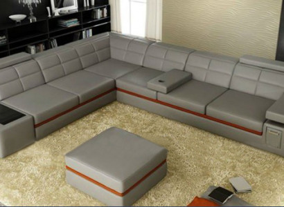 Ledersofa Couch Wohnlandschaft Ecksofa Eck Garnitur Design Modern Sofa B2011