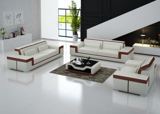 Design Couch Polster Sofas Leder Modern Sofagarnitur 3+1 Sitzer Komplett Set Neu