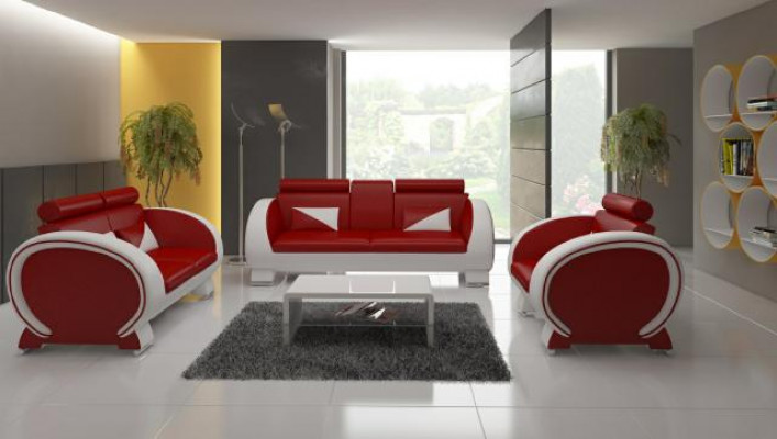 Ledersofa + USB Sofa mit Barfunktion Designer Garnitur Sofa 3 Sitzer Relaxcouch