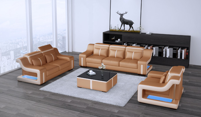 Dreisitzer Designer Sofa Couch 3 Sitz Polster Leder Couchen Big Sofas