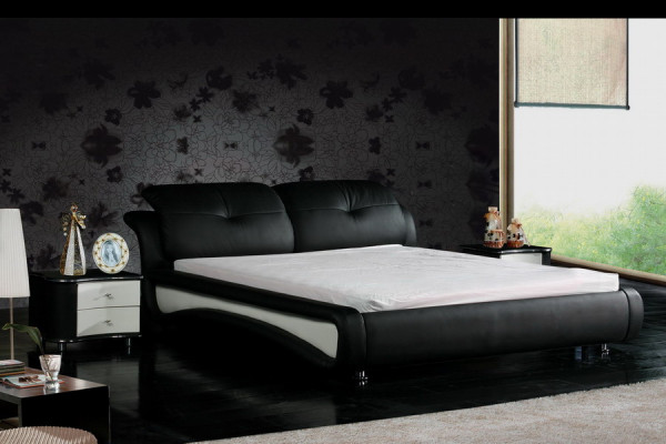 Doppelbett Betten Polster Leder Designer Ehe Modernes Bett Bettgestell Neu 1206