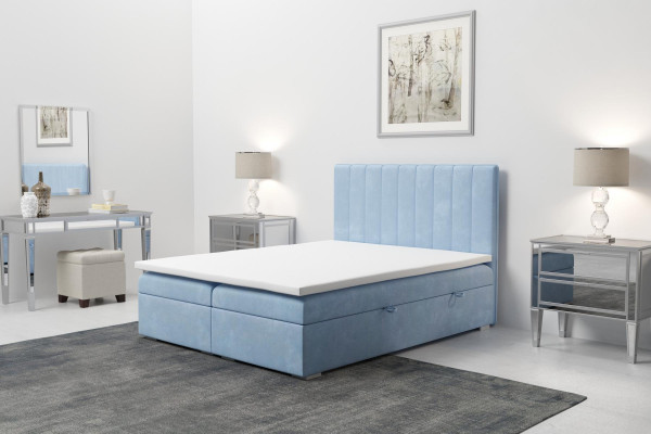 Boxspring Bett Hotel Doppel Blau Samt Luxus Betten Polster Bettkasten 180x200