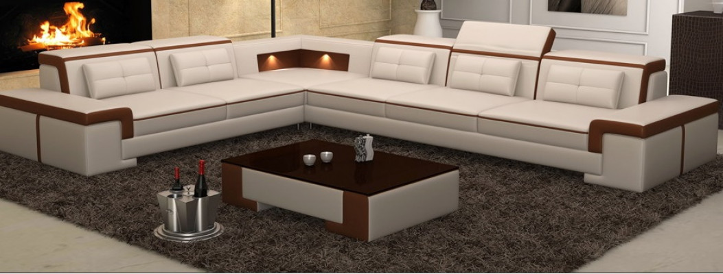Modern Ecksofa Couch Leder Polster Design Sofa Garnitur Wohnlandschaft