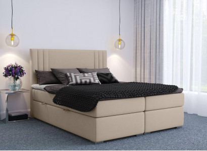 Boxspring Bett Hotel Doppel Beige Textil Luxus Betten Polster Kasten Funktion