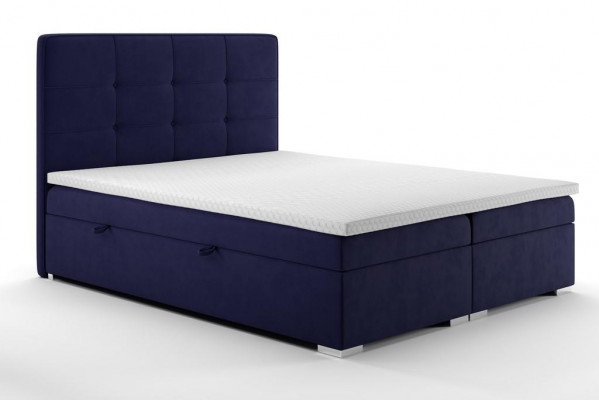 Blaues Boxspring Bett Hotel Doppel Luxus Betten Polster Bettkasten Funktion Neu