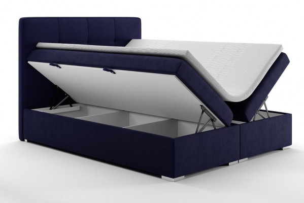Blaues Boxspring Bett Hotel Doppel Luxus Betten Polster Bettkasten Funktion Neu