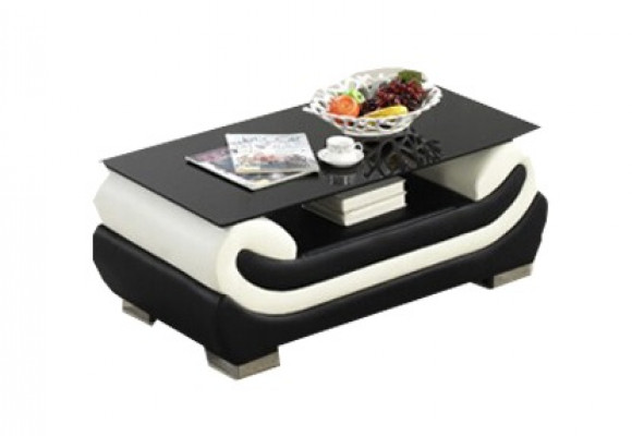 Couchtisch Klassischer Leder Tisch mit Glasplatte Tische Glastische Leder Tisch