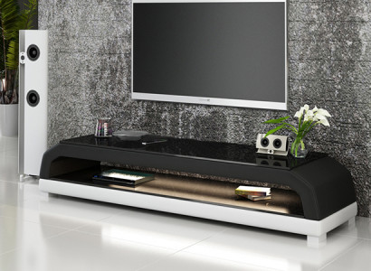 RTV TV Sideboard Leder Glas Tisch Fernseh Schrank Tisch Lowboard Mo.G