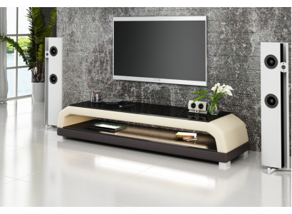 RTV TV Sideboard Leder Glas Tisch Fernseh Schrank Tisch Dekor Designer