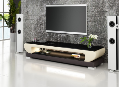 RTV TV Sideboard Leder Glas Tisch Fernseh Schrank Dekor Tisch Designer