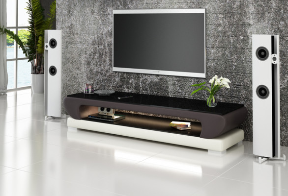 RTV TV Sideboard Leder Glas Tisch Fernseh Schrank Dekor Tisch Designer