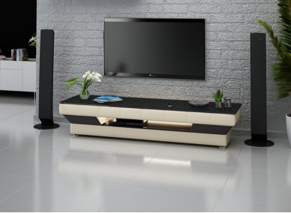 RTV TV Sideboard Leder Dekor Glas Tisch Fernseh Schrank Tisch Designer