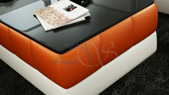 Designer Couchtisch Polster Tisch Leder Glas Tische Glastische #SBA1A