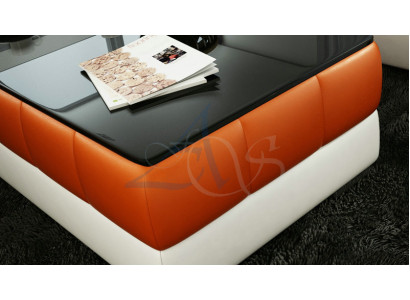 Designer Couchtisch Polster Tisch Leder Glas Tische Glastische #SBA1A