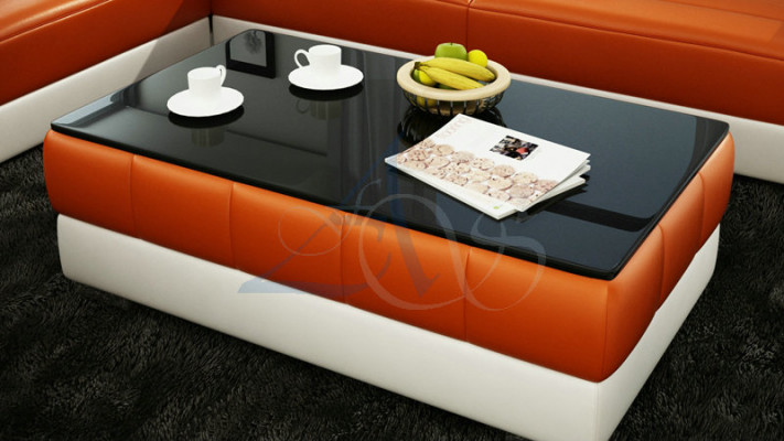 Designer Couchtisch Polster Tisch Leder Glas Tische Glastische #SBA1A