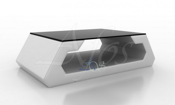 Designer Couchtisch Polster Tisch Leder Glas Moderner Tisch (Hamburg)