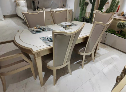 Essgruppe Moderne Stuhle Tisch Tische 7tlg. Esstisch 6 x Stühle Esszimmer Set