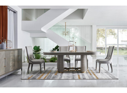 Luxus Essgarnitur Tisch mit 6 Lehn Stühlen Komplette Gruppe Dubai Stil