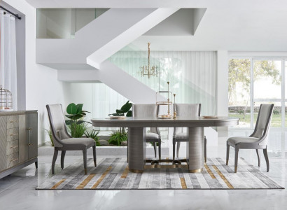 Luxus Essgarnitur Tisch mit 6 Lehn Stühlen Komplette Gruppe Dubai Stil