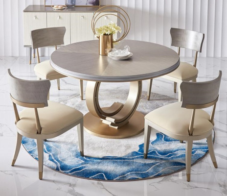 Komplette Esszimmer Garnitur Runder Tisch + 4x Lehnstuhl Stühle